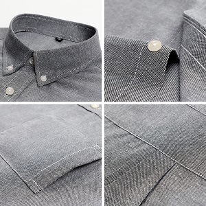 青年牛津紡長袖襯衫定制寬松舒適休閑做工細節 - 副本