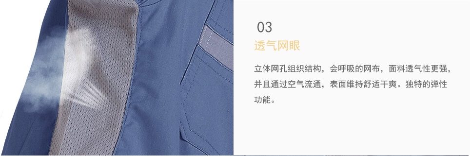 連體牛仔工作服透氣網眼設計更舒適