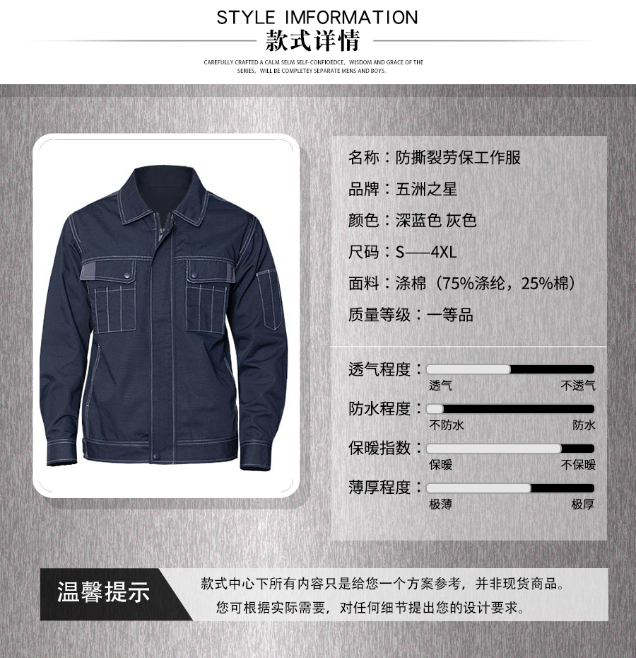 防撕裂勞保工作服款式詳情